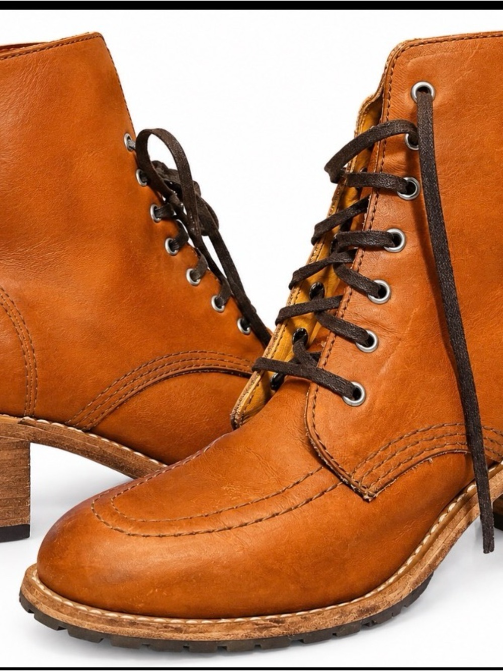 Red Wing Shoes Women's Lace-Up Moc Toe Boots in Cognac